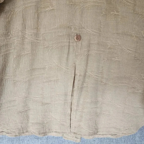 IC Collection Top Cream Long Sleeve Front Button Mock Neck For Women - Picture 6 of 9